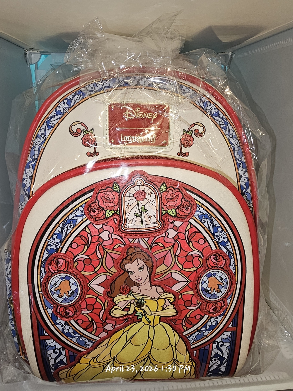 Loungefly Disney Beauty & The Beast Belle Stained Glass Portrait (Red) Backpack